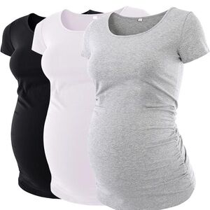 Maternity Tshirt- Side Ruched 3 Pk. Medium. New